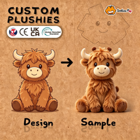 Jouets en peluche personnalisés à succès avec logo, animaux en peluche mignons, design animalier, jouets vache des Highlands à poils longs en peluche pour cadeau d'enfant