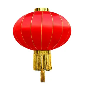 中国红/红色传统悬挂式灯罩中国新年春节装饰布灯饰