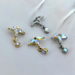 Calendo Fashion Wholesale Piercing Titanium Jewlery with High Quality ASTM F136 Titanium Threadless Kite CZ Cluster Tops - Product Image 2