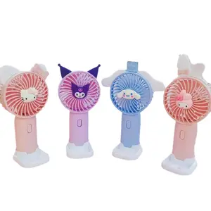 Best Selling Kuromi Kitten Holding Desktop Fan to Cool Down in Summer Cute Cartoon San Li portable Small Electric Fan