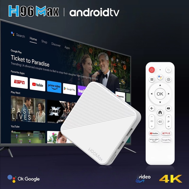 Smart TV Streaming Box H96Max H313 Quad - Core Android 14.0 Set - Top Box with BT Voice Remote and Premium New Box
