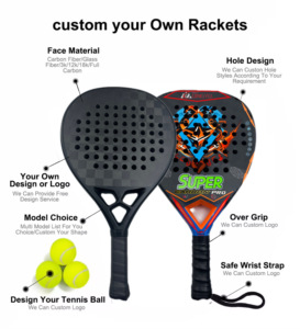 2025 Premium OEM Raquette De <span class=keywords><strong>Tennis</strong></span> Drop Shot Padel Diamant Fibre De Verre Carbone Portable Raquette Fait Polyester Paleta Padel Bracelet - Product Image 3