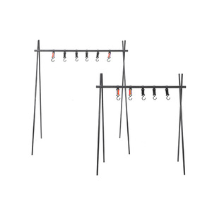 Étagère de rangement portable pour le camping en plein air, pliable, en alliage d'aluminium, à 4 pieds, organisateur de vêtements avec 5 crochets pour les voyages - Product Image 5