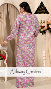 Camisón Kaftán Largo de Algodón 100% Puro para Mujer, Ropa de Dormir Cómoda con Estampado, Ropa de Estar por Casa, Proveedor OEM ODM - Product Image 2