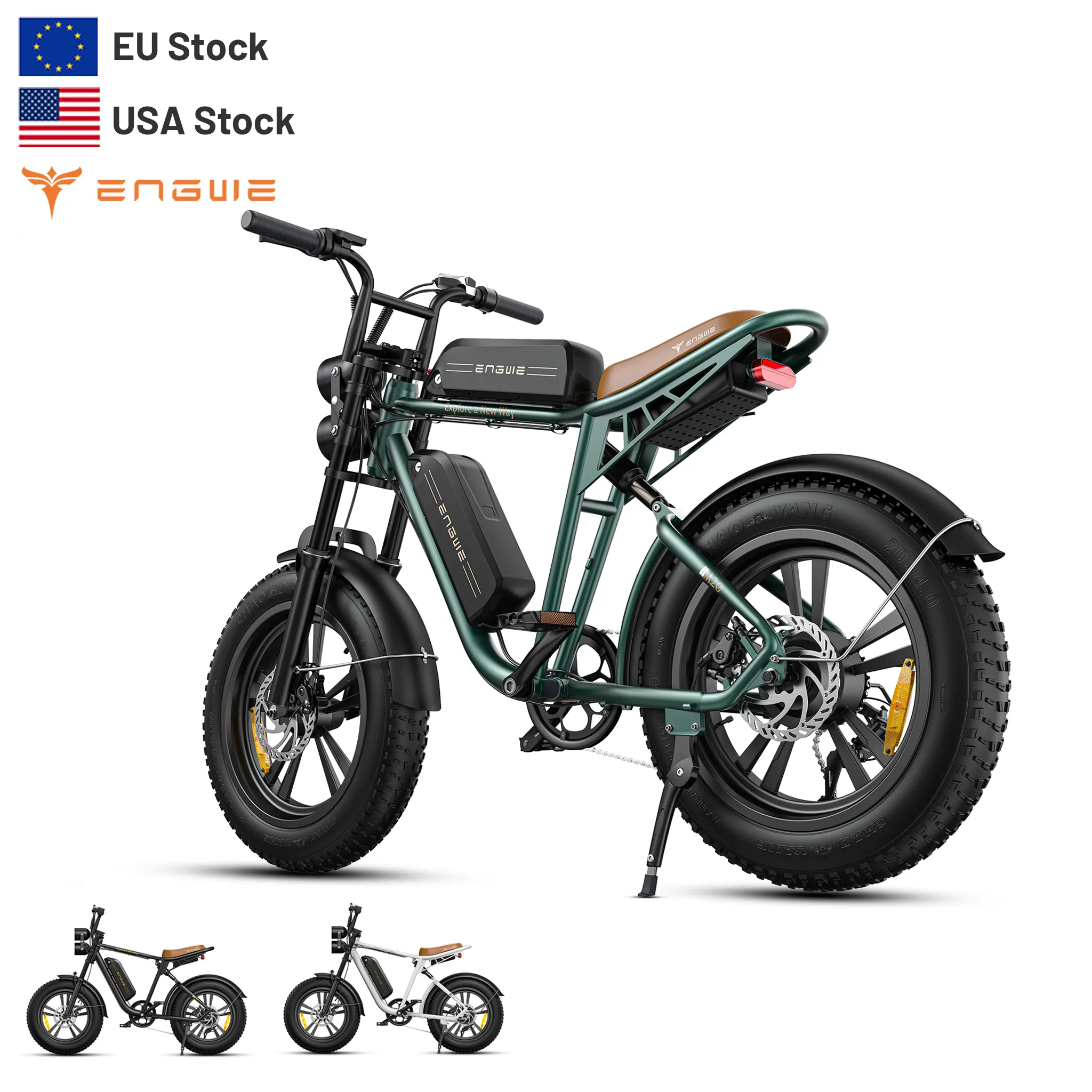 ENGWE M20 New Arrival Electric Bike 20 inch Fat Tire Bicycle 750W Full-shock Moped Style E-Bikes