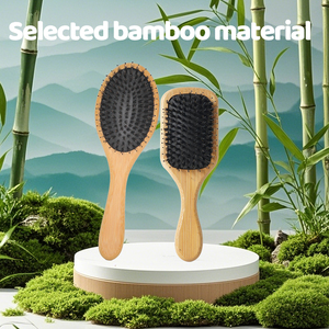 Cepillo Definidor de Rizos, Masajeador de Cuero Cabelludo, Set de Peines de Lujo para el Cabello, Cepillo Profesional de Cerdas de Jabalí, Peine de Madera, Peine de Bambú - Product Image 4