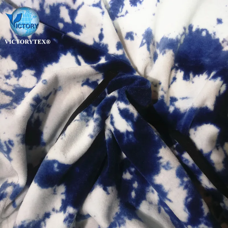 Knitted Weft 80 Cotton 20 Polyester Man Denim Jean Velvet Fabric CVC Denim Indigo Blue Velour Fabric for Jacket Clothes Garment