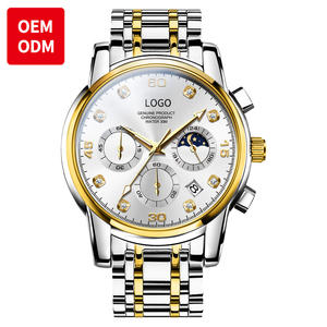 OEM ODM 스테인레스 스틸 방수 발광 시계 문 페이즈 다이아몬드 크로노그래프 크로노그래피 발광 시계 석영 시계 - Product Image 3