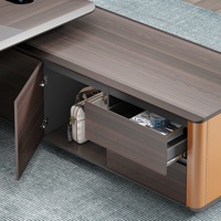 Ensemble de bureau de direction moderne, table de PDG de luxe en bois avec chaise en cuir assortie