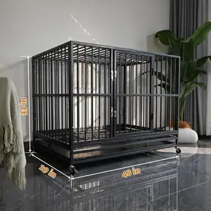 High Quality Indestructible Dog Cage Breeding Stainless Steel Pipe Large Dog Kennel With Lockable Wheels