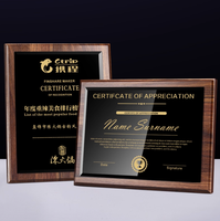 Trophée en verre personnalisé noir et bleu avec cadre en cristal pour certificat d'entreprise, médaille et design de trophée en verre – Vente en gros