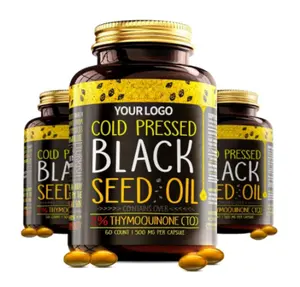 Capsules de Softgel d'huile de graines noires pressées à froid, marque privée OEM, complément alimentaire naturel
