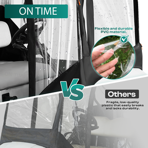 עגלת גולף שחור עמיד למים באגי גולף לשמור על קו חם 2 רוכסנים דלת כיסוי גשם עבור ezgo/txt 2 דגם מושב - Product Image 3