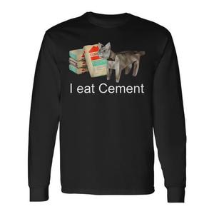 Camiseta de manga larga con diseño de meme de internet: I Eat Cement Cat Meme - Product Image 2