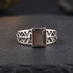 Bague en argent sterling 925 vintage avec pierre de lune chocolat pour mariages, fêtes et anniversaires - Product Image 2