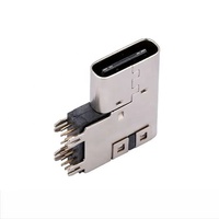 Connecteur femelle USB-C à angle droit de 90 degrés, 14 broches, prise DIP latérale, 3A 30V DC, coque en acier inoxydable pour prise de charge USB-C