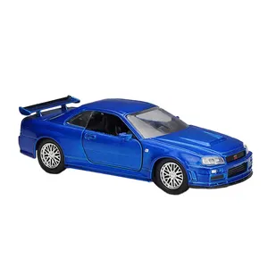 JADA 1:32 Diecast Skyline GT-R R34 modello di auto in lega giocattolo con apertura a due porte
