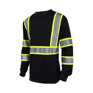 Tùy chỉnh <span class=keywords><strong>Hi</strong></span> <span class=keywords><strong>VIS</strong></span> Class 3 Polyester T-Shirt phản quang an toàn bảo hộ lao động khả năng <span class=keywords><strong>hi</strong></span>ển thị cao màu đen dài áo sơ mi - Product Image 1