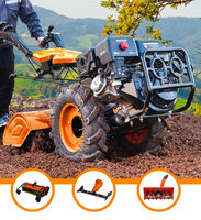 Motoculteur diesel/essence HYZH avec boîte de vitesses - Outil agricole multifonctionnel