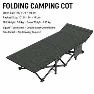 <span class=keywords><strong>Lit</strong></span> pliant 190*71cm, <span class=keywords><strong>lit</strong></span> de <span class=keywords><strong>camping</strong></span> et de bureau portable, tissu Oxford avec poche latérale, capacité 150kg, aucun assemblage requis - Product Image 2