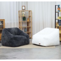 Fauteuil pouf en fausse fourrure de luxe avec housse amovible et rembourrage en mousse déchiquetée, une place
