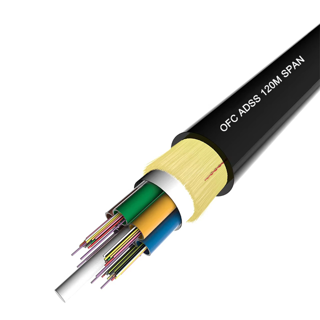 Single Mode Fiber Optic Cable 12/24/48/96 Cores 100M 200M Span ADSS Cable PE Jacket 4km Length for Telecom Transimission