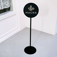 Support de signalisation métallique rond personnalisé avec logo, impression UV, 95 cm, pour café, restaurant, boulangerie, bar, mariage, publicité extérieure