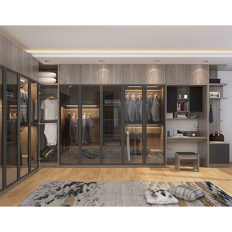 Customized Modern Aluminum Frame Glass Doors Walk-In Closet System for ...
