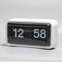 Horloge de table de bureau à rabat au design moderne, couleur noir et blanc avec couvercle