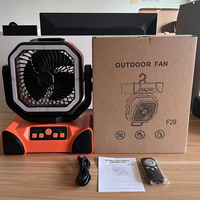 Ventilateur de camping LED 40000 mAh alimenté par USB avec lumière, télécommande, quatre vitesses de vent, boîtier en plastique, batterie électrique extérieure