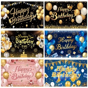 Alles Gute zum Geburtstag Hintergrund-<span class=keywords><strong>Banner</strong></span> Schwarz-Gold Foto-Hintergrund Schild Poster Ballon Glitzer Feuerwerk Geburtstags-Hintergrund - Product Image 3