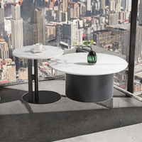 Ensemble de tables basses italiennes de luxe modernes et durables, plateau en marbre, structure en acier inoxydable, hauteur réglable, facile à nettoyer, salon