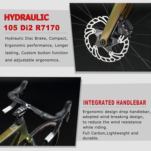 Vélo de route en carbone 2026, cadre en fibre de carbone 700c, 24 vitesses avec groupe <span class=keywords><strong>Shimano</strong></span> <span class=keywords><strong>105</strong></span> Di2 7170, freins à disque, vélos de course - Product Image 6