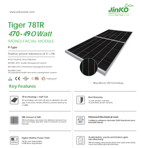 <span class=keywords><strong>Jinko</strong></span> เสือโมดูลแผงโซลาร์เซลล์,ขนาด470W 475W 480W 485W 490 W 78TR W <span class=keywords><strong>470</strong></span>-490วัตต์ - Product Image 4