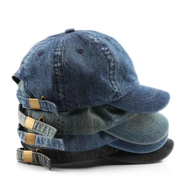 New Fashion Short Brim Denim Baseball Caps Plain Blank Vintage Baseball Cap  Custom Distressed Washed Dad Hats