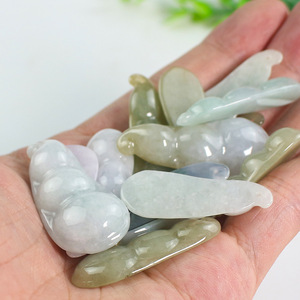 Pendentif Haricot Porte-Bonheur en Jade Féerique, Pierre Naturelle Verte et Blanche, Forme Végétale, Unisexe, Usage Quotidien, Origine Hangzhou DZFCCFD - Product Image 2