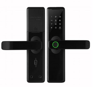 Poignée de porte d'hôtel intelligente avec contrôle APP Empreinte digitale et mot de passe Clé de carte Poignée de niveau en alliage de zinc avec plaque - Product Image 1