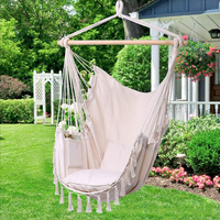 Chaise balançoire suspendue pour chambre à coucher Macramé Boho Chaise balançoire pour hamac suspendu d'intérieur avec pompon en perles