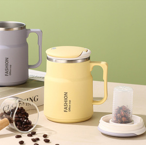 Mug à café isotherme de 600 ml <span class=keywords><strong>avec</strong></span> infuseur à thé amovible, paroi en acier inoxydable, <span class=keywords><strong>tasse</strong></span> à eau de bureau <span class=keywords><strong>avec</strong></span> poignée et couvercle rabattable - Product Image 2