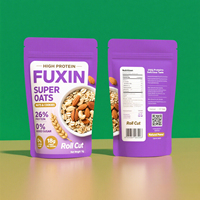 Sachet alimentaire personnalisé en plastique composite laminé BOPP VMPET PE avec fermeture éclair, pour l'emballage d'avoine, de céréales et de grains secs