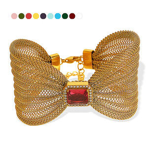 Bracelet nœud papillon en alliage de zinc avec incrustation de pierres, bijoux de fête pour femme - Product Image 5