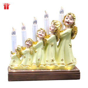 Statuetta <span class=keywords><strong>di</strong></span> Angelo Classica in Resina Gialla Opaca Personalizzata Joyland, Ornamento Natalizio con Illuminazione LED - Product Image 1