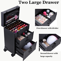 Valise de maquillage professionnelle à roulettes en aluminium de grande capacité, valise de rangement pour esthéticienne, boîte à outils de barbier, chariot rétro pour nail art