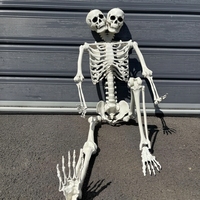 Squelette à double tête SIPKLR 165 cm/5,4 pieds, accessoires d'Halloween grandeur nature pour maison hantée, cimetière, décoration de jardin extérieur
