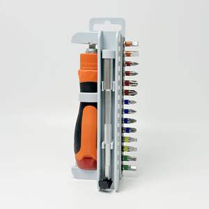 Jeu de tournevis à cliquet 16-en-1 LXRS1601 avec embouts en acier au vanadium coloré, support magnétique pliable, outil manuel métrique - Product Image 3