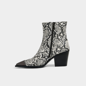 Kadın tıknaz topuk yılan Chelsea çizmeler şık Minimalist tasarım sivri burun ayak bileği Bootie ile sonbahar sezonu için batı tarzı - Product Image 6