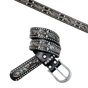 Cintura da donna stile retrò con fiori e strass, fibbia in lega, alla moda, hip hop, resistente, con rivetti in strass per pantaloni - Product Image 6
