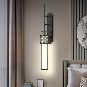 Chinese Style Wall Lamp Led E27 Switch Control For Villa Hotel <b>Corridor</b> Living Room Tea Room Long Pole Background <b>Lighting</b> - Product Image 2