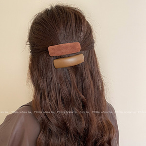 Houndstooth <b>Brown</b> Hair Clip Large Size Secure Hold Autumn Winter Style - Product Image 4