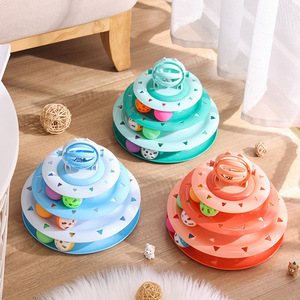 Cat Spinner Toy Four Tiered <b>Track</b> With <b>Balls</b> Self Entertaining Pet Interactive Play For Cats PP Material - Product Image 1